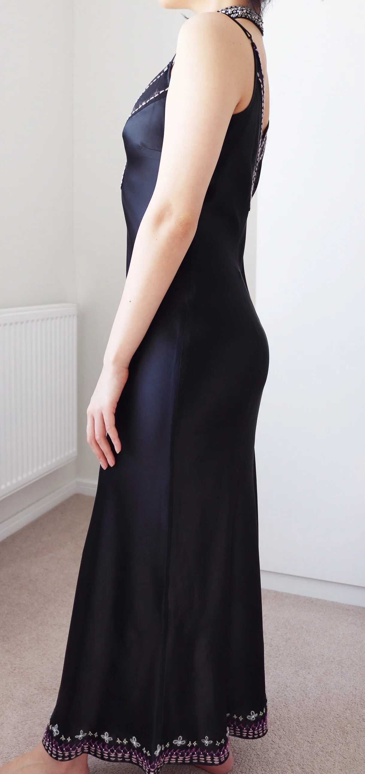 90s Y2K 2000s  CAMI STRAPS LONG MAXI PURE SILK SLIP DRESS