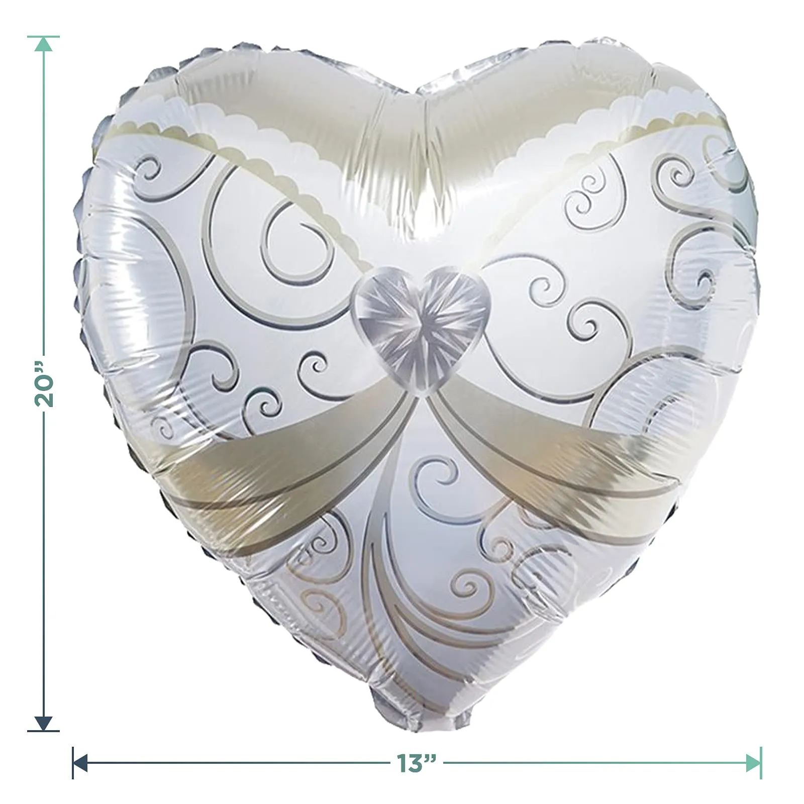Bride and Groom Heart-Shaped Foil Balloon Set for Wedding Decorations and Bridal Party Supplies (2 Piece Set)