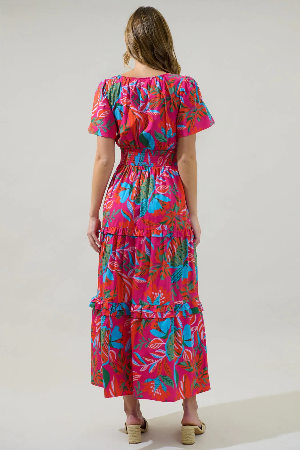 Cactus Blossom Palmer Poplin Tiered Maxi Dress