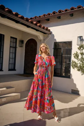 Cactus Blossom Palmer Poplin Tiered Maxi Dress