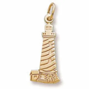 Cape Hatteras,Nc Lighthouse Charm in Yellow Gold Plated