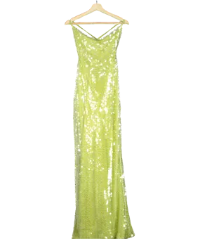 caramella Sequin Backless Maxi Dress In Emerald Green UK 8