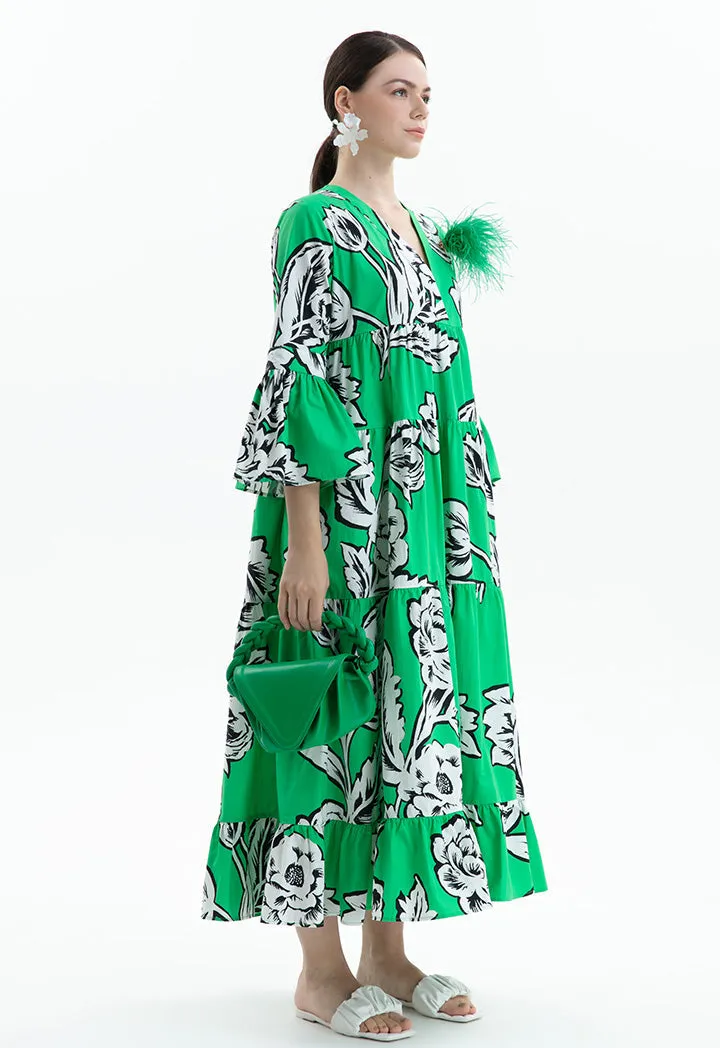Choice All Over Print Tiered Maxi Dress Print