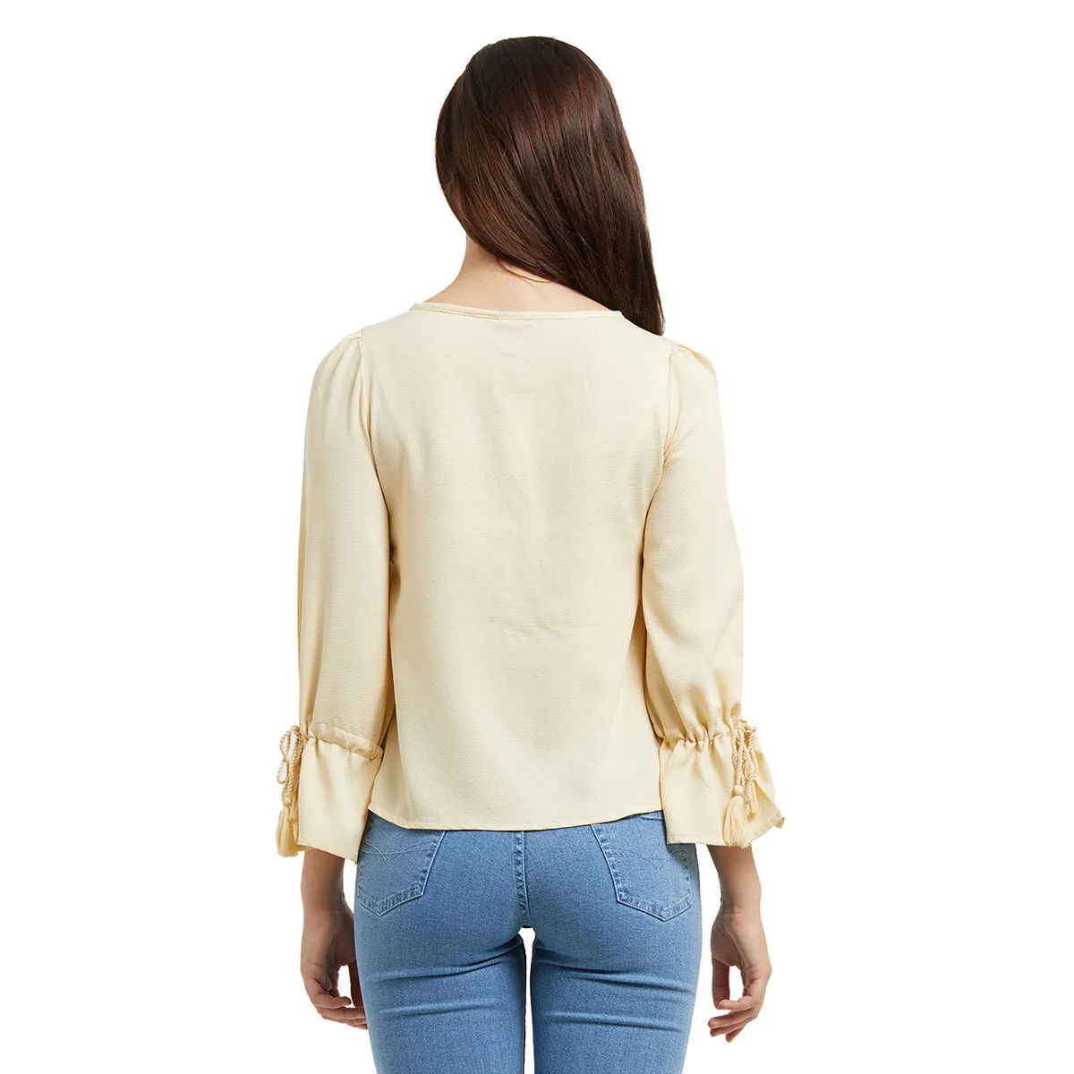 Cream Embroidered Top with Full Sleeves