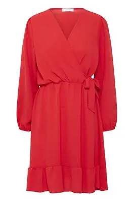 Elma Tie Wrap Dress - Ribbon Red