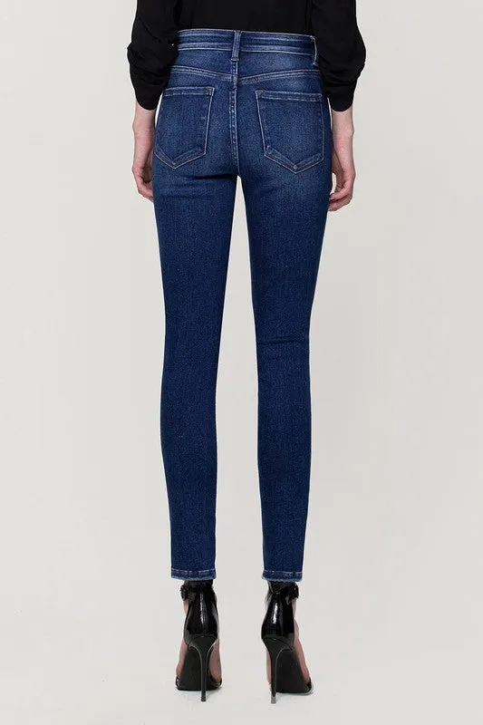 FLYING MONKEY HIGH RISE ANKLE SKINNY W FRONT SEAM AND UNEVEN HEM