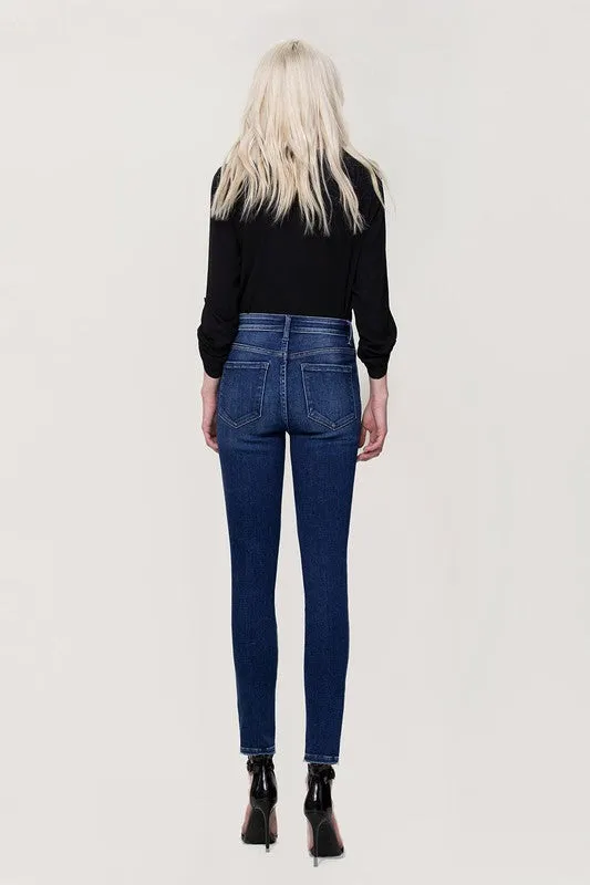 FLYING MONKEY HIGH RISE ANKLE SKINNY W FRONT SEAM AND UNEVEN HEM