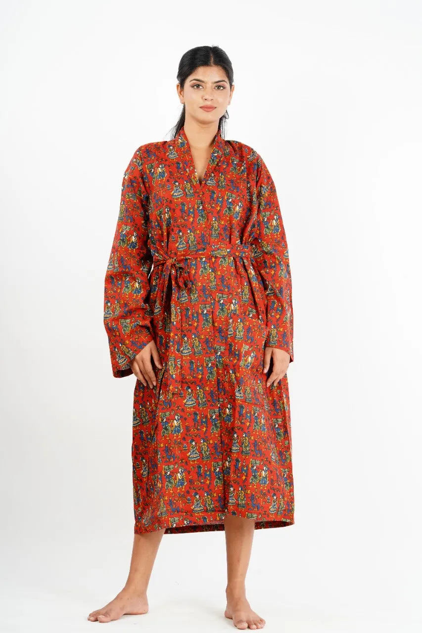 Kimono Bath Robes/ Night Suit Red Folklore Red