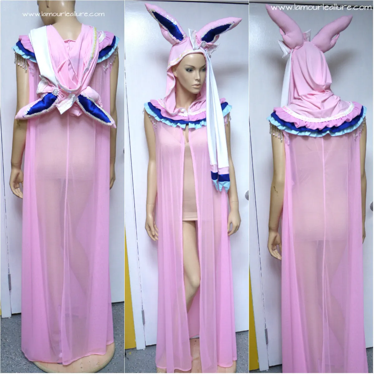 Leafeon Inspired Ear Cape Robe Cosplay Dance Costume Rave Halloween