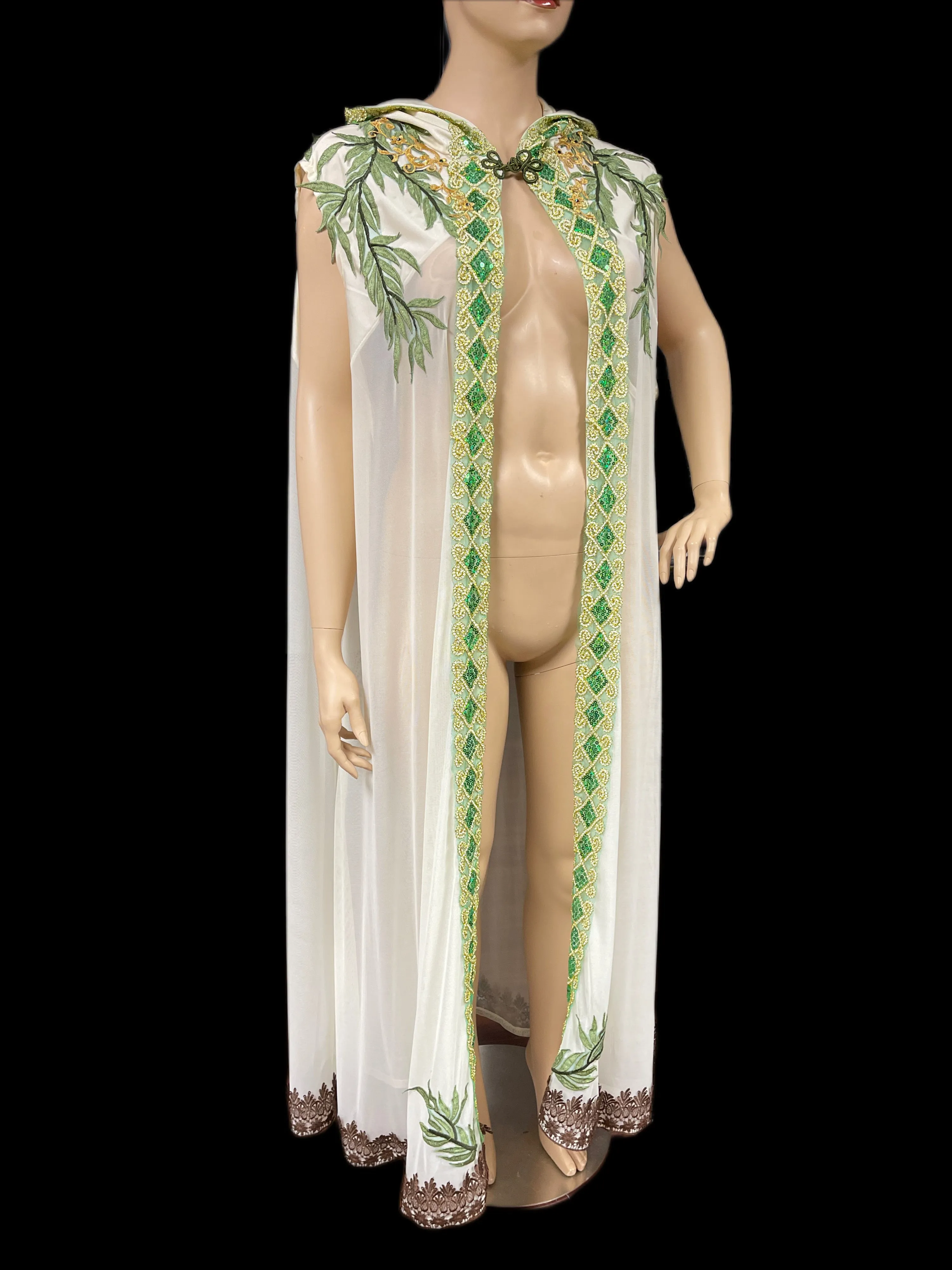 Leafeon Inspired Ear Cape Robe Cosplay Dance Costume Rave Halloween