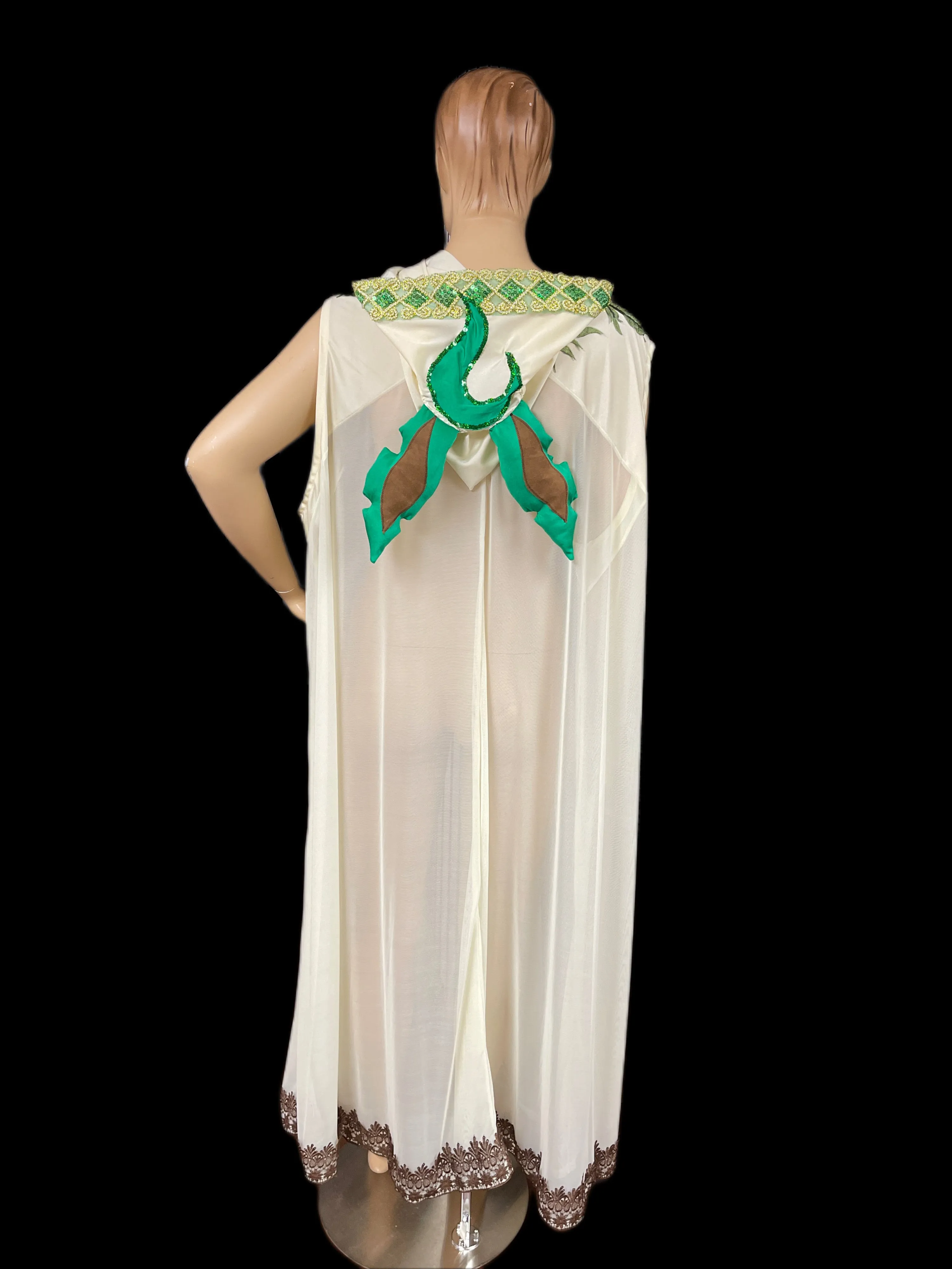 Leafeon Inspired Ear Cape Robe Cosplay Dance Costume Rave Halloween