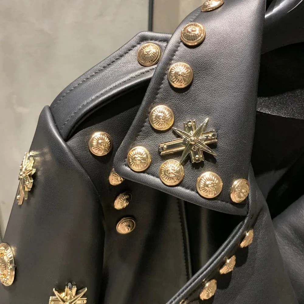 Luxe Studded Leather Biker Jacket