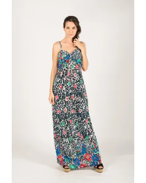 Multi Color Leopard print maxi dress (Blue)