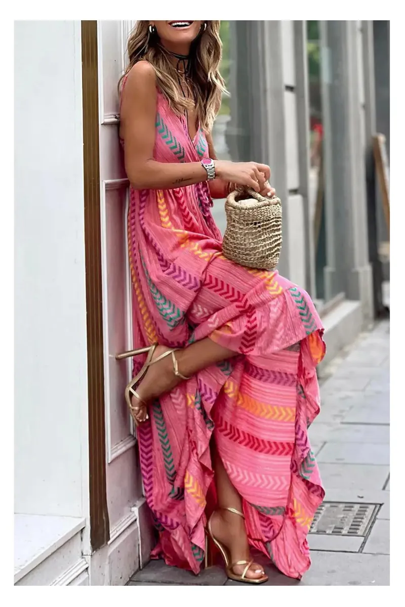 Pink Hibiscus Maxi Dress