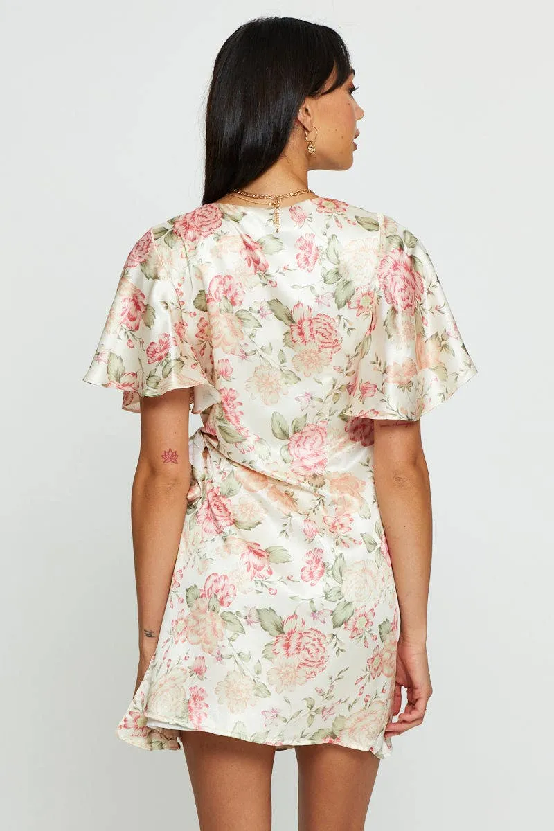 Print Wrap Dress Mini