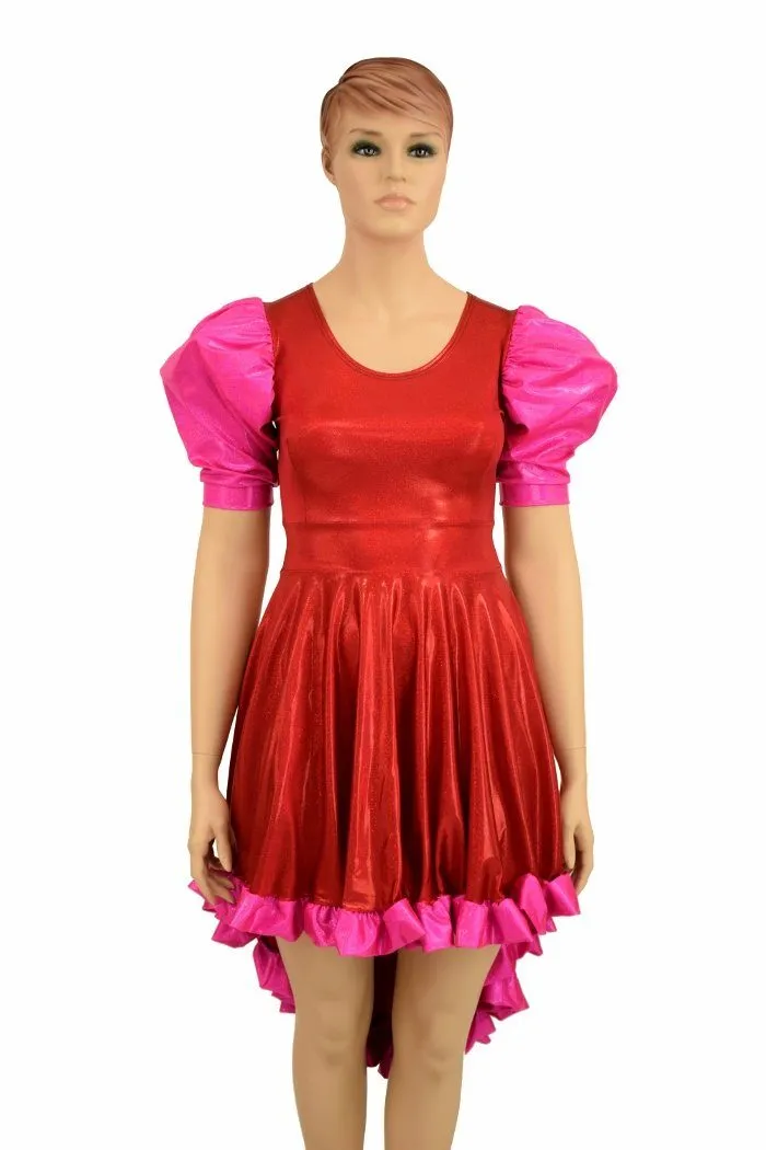 Puffed Sleeve Hi Lo Dress