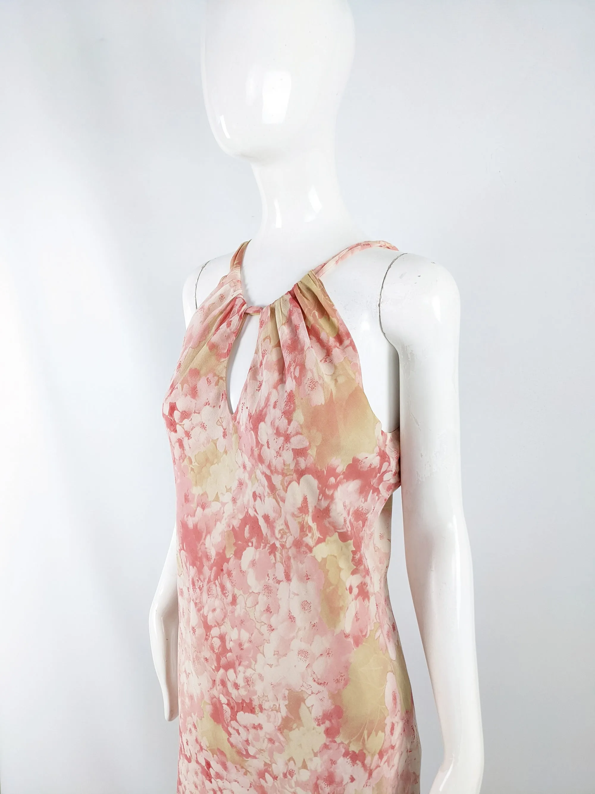 Ronit Zilkha Vintage Floral Print Silk Chiffon Dress, 1990s