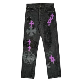 Stencil Cross Patch Levi's Jeans