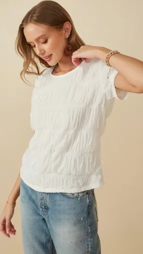 Sylvie Shirred Top Off White