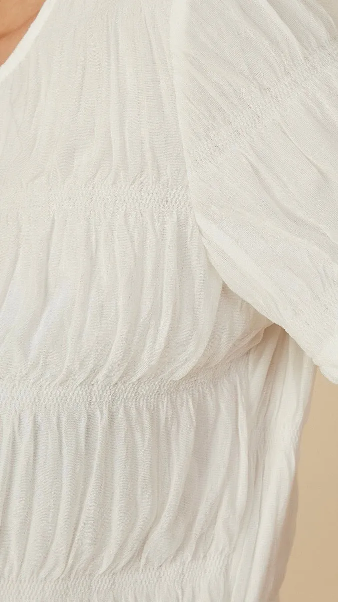 Sylvie Shirred Top Off White