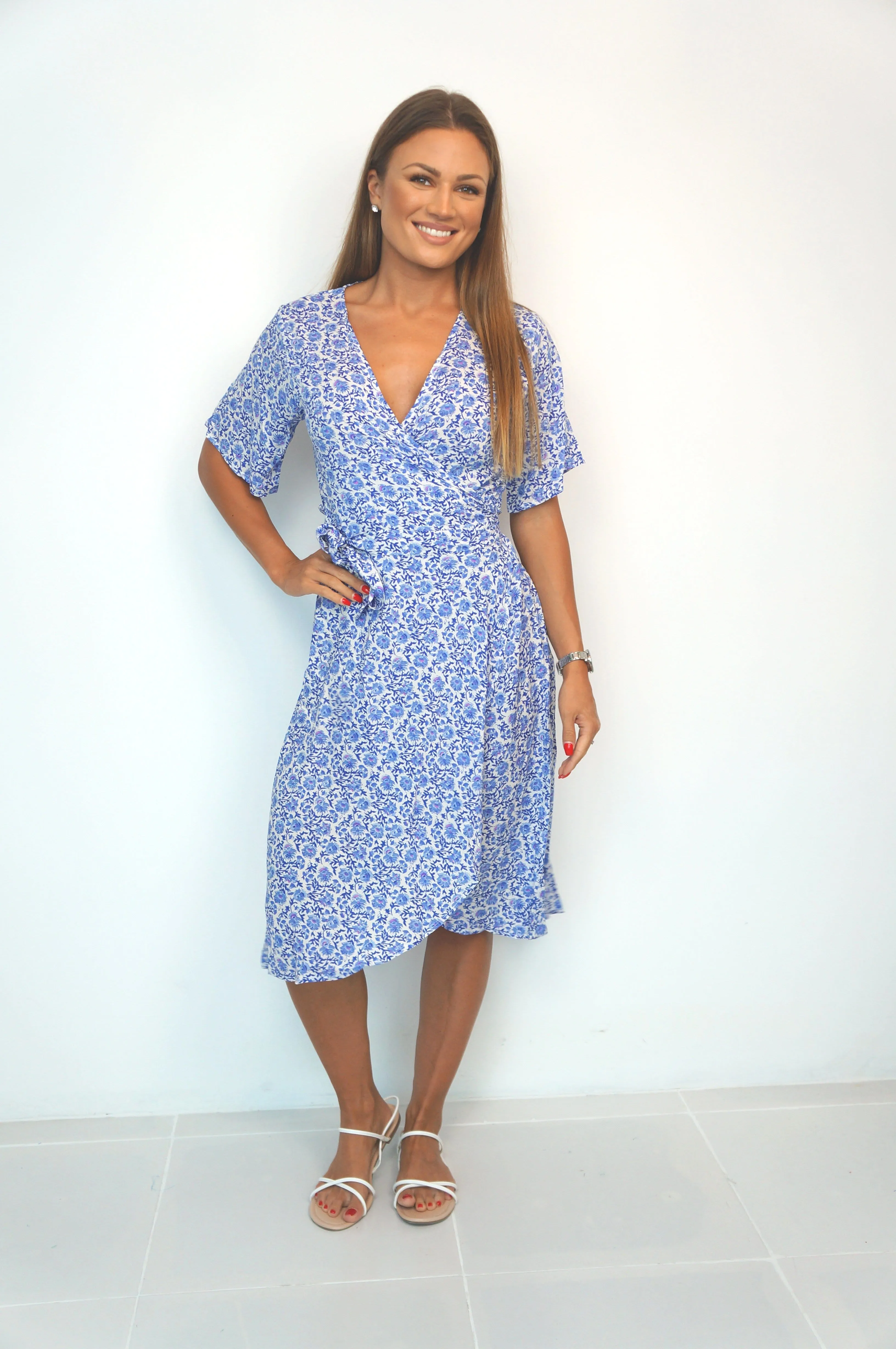 The Midi Wrap Dress - Painted Riviera