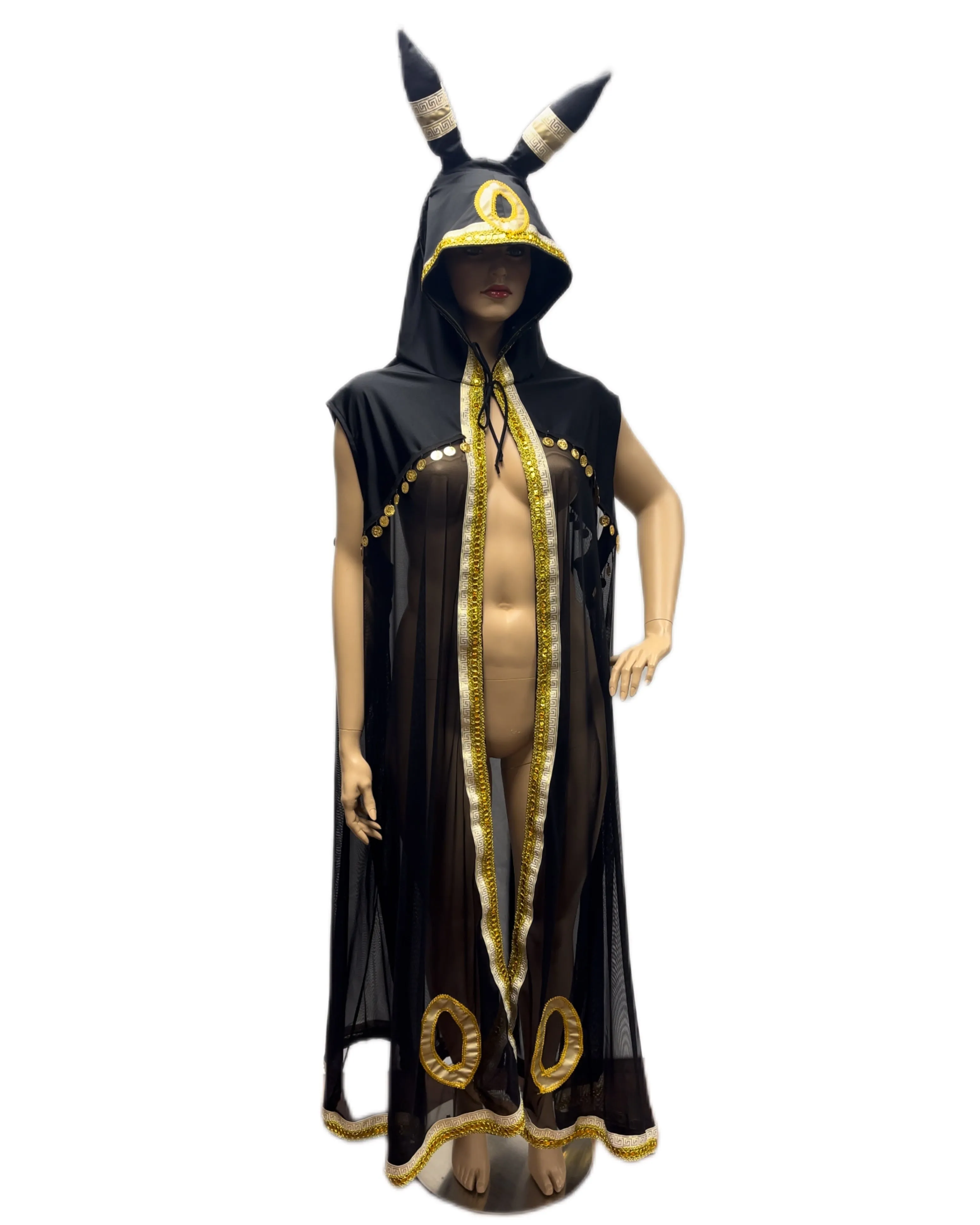 Umbreon Inspired Ear Cape Robe Cosplay Dance Costume Rave Halloween