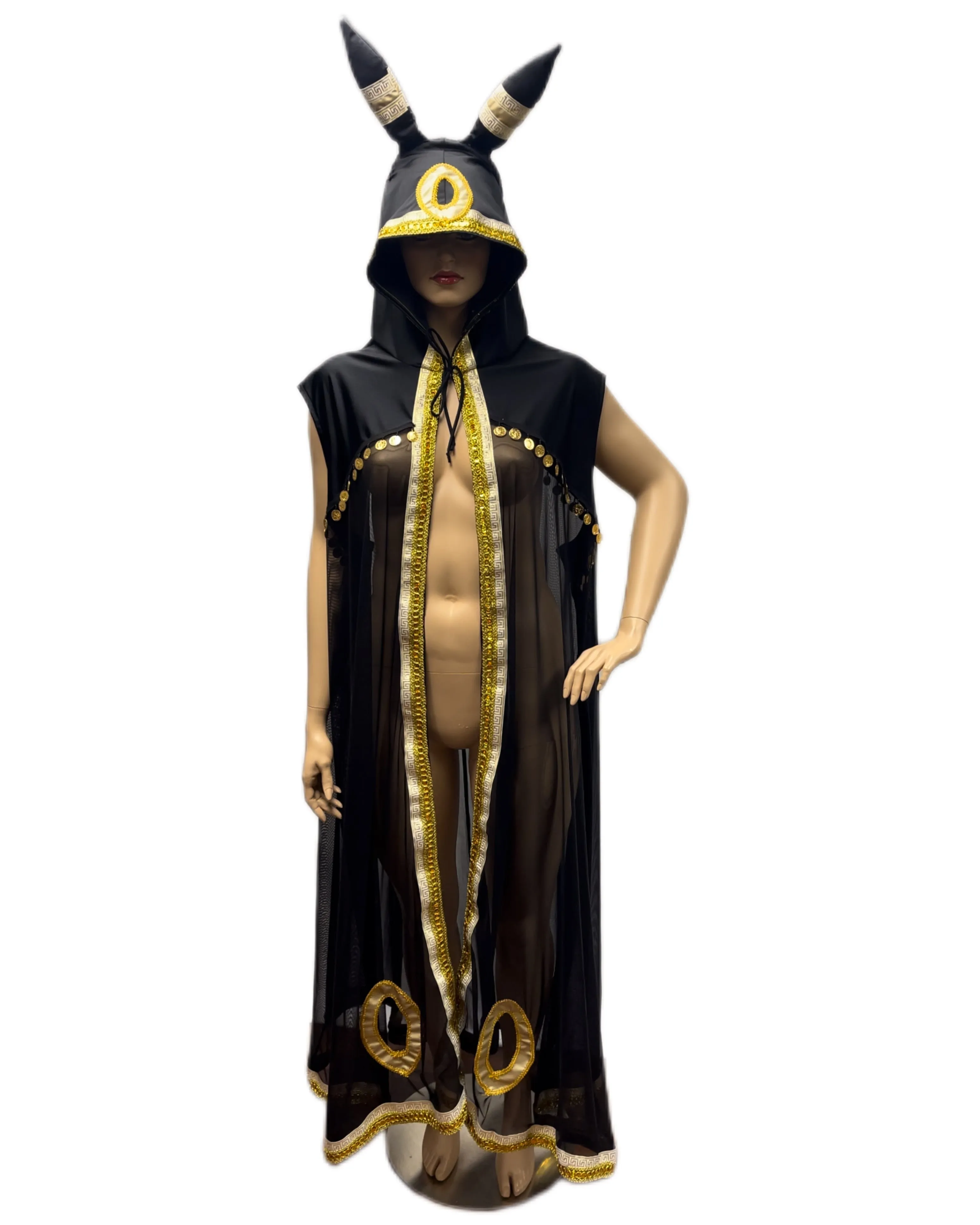 Umbreon Inspired Ear Cape Robe Cosplay Dance Costume Rave Halloween