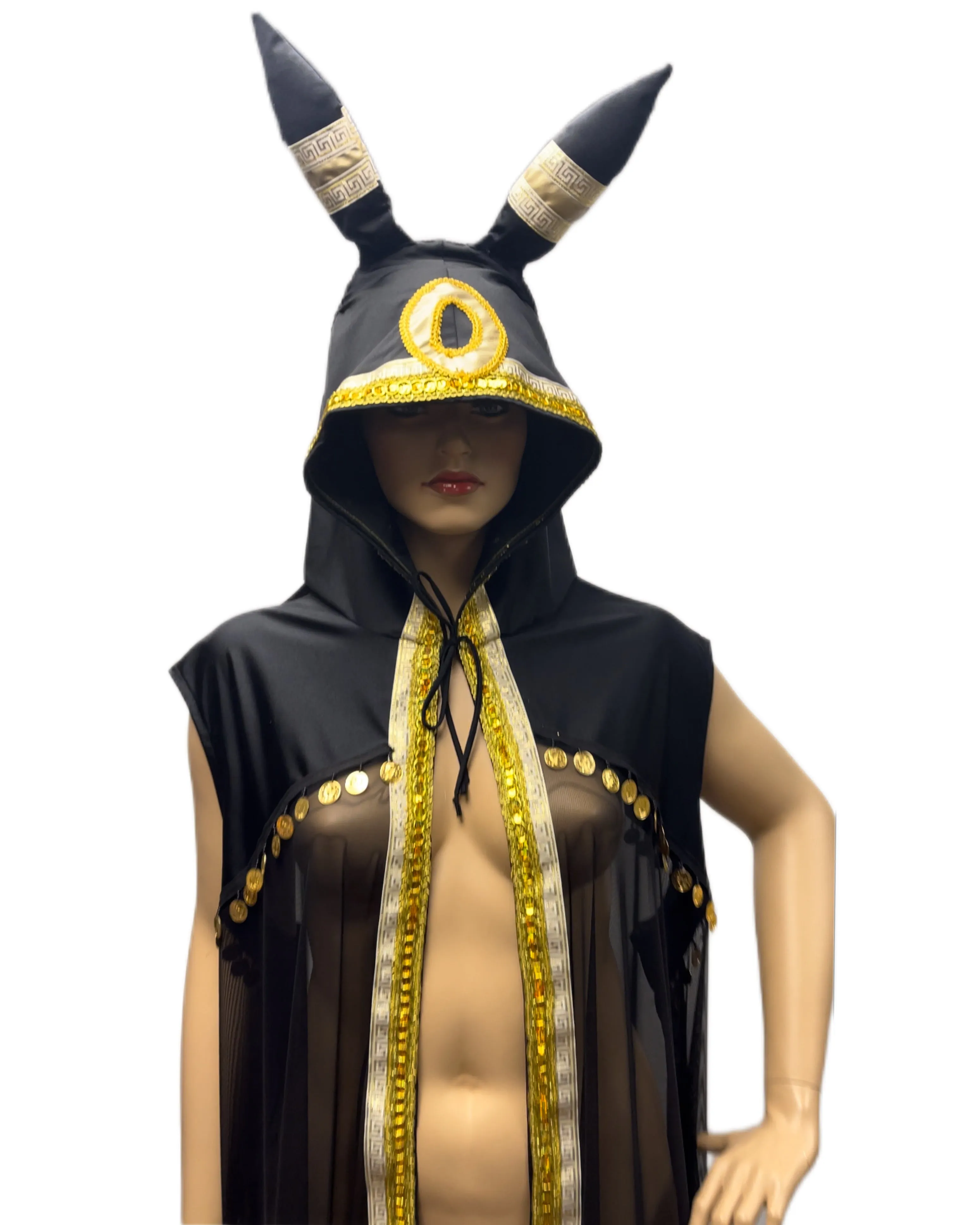 Umbreon Inspired Ear Cape Robe Cosplay Dance Costume Rave Halloween