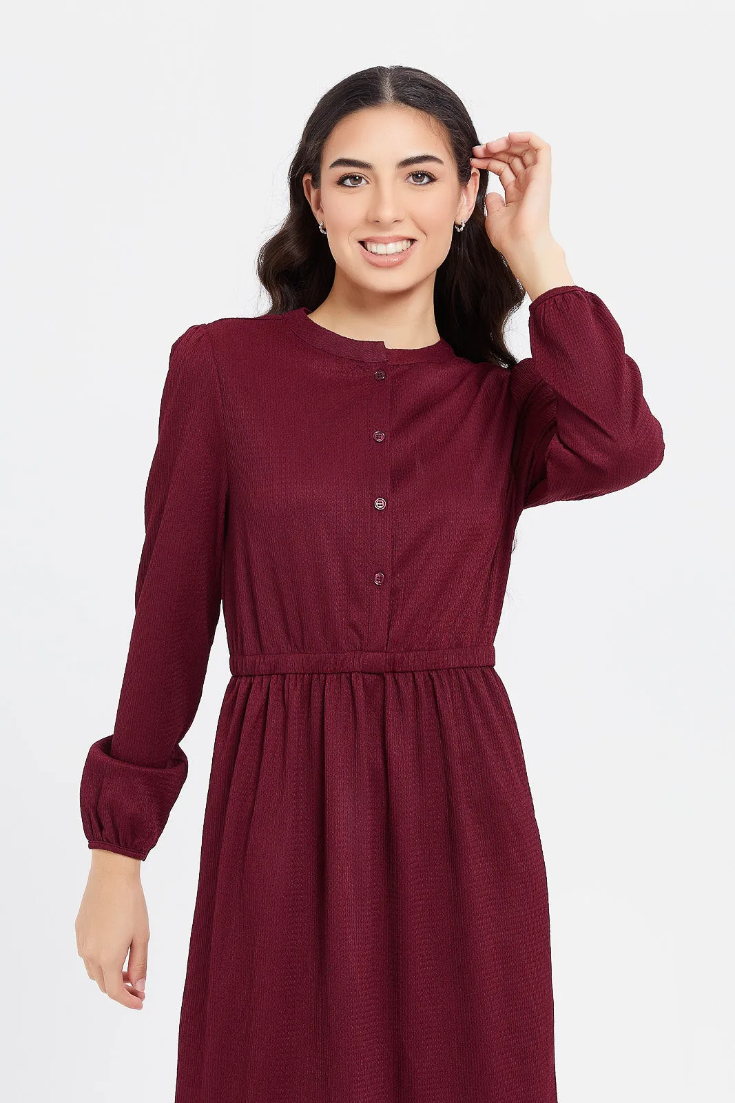Women Burgundy Maxi Dress